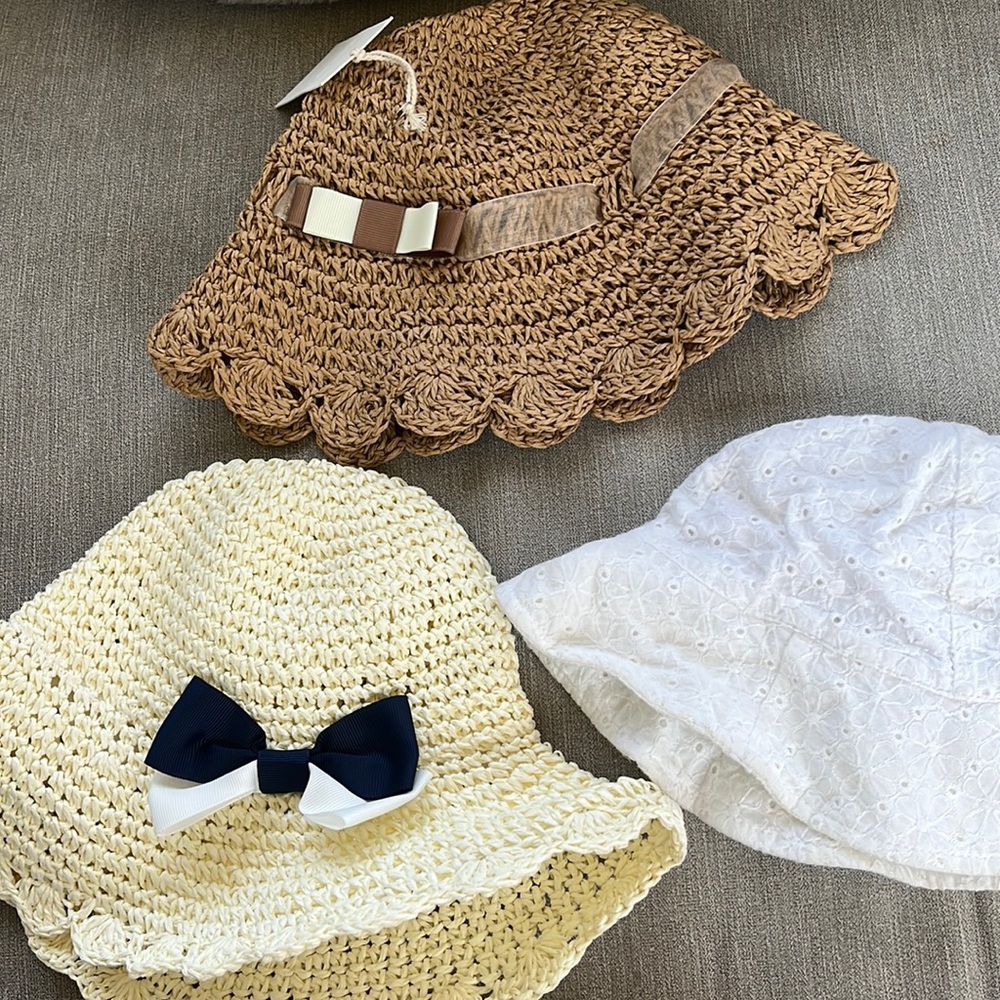 2 NWT  access straw sun protection hats, I eyelet hat